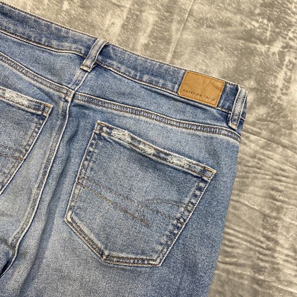 American Eagle Stretch Distressed Mom Jeans Women's Size 8R Blue - Picture 12 of 13